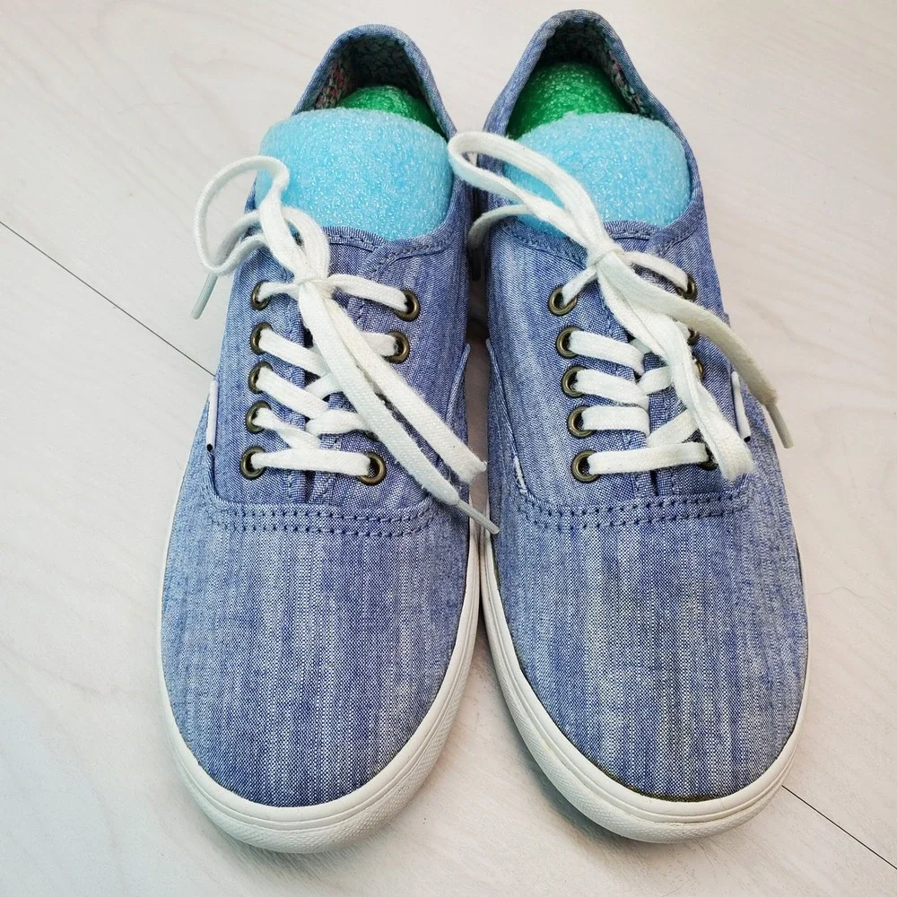Vans Authentic Low Top Denim Floral‎ Print Sneakers Women US 8.5